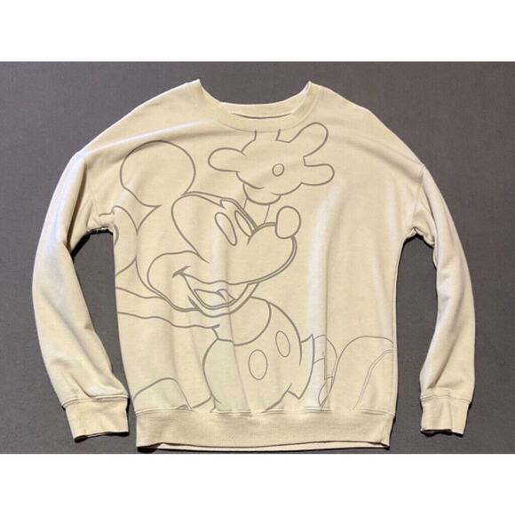 Disney Mickey Mouse Beige Sweatshirt Women's XS - Soft Blend - Picture 1 of 7